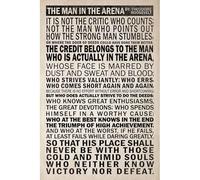 SaNavie Plaque murale en métal avec citation inspirante Man in Arena Theodore Roosevelt - Pour salle de classe, salle de sport - 20,3 x 30,5 cm