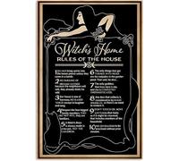 SaNavie Plaque rétro en métal avec inscription « Witch's Home Rules of the House » - Décoration murale pour fête d'Halloween - 15,2 x 20,3 cm