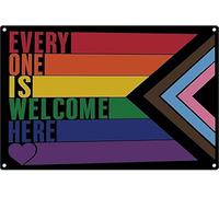 SaNavie Plaque vintage amusante en métal « Everyone is Welcome Here » - 30,5 x 20,3 cm