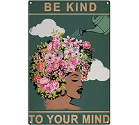 SaNavie Poster Be Kind to Your Mind, imprimé floral, art de jardin, décoration murale, affiche vintage, panneau en métal imprimé vintage, décoration murale rétro 20,3 x 30,5 cm