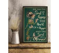 SaNavie Poster rétro en métal avec inscription « She Has the Soul of a Gypsy Heart » - Décoration murale pour garage, café, bar, grotte d'homme - 15,2 x 20,3 cm