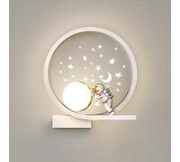 SANBDDLYY 12W LED Enfants Applique for Chambre Astronaute Lune Applique Murale for Chambre de Garçons Planète Étoile Projecteur Éclairage Astronaute Lampe de Chevet n (Color : White Right)