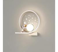 SANBDDLYY 12W LED Enfants Applique for Chambre Astronaute Lune Applique Murale for Chambre de Garçons Planète Étoile Projecteur Éclairage Astronaute Lampe de Chevet n (Color : White Left)