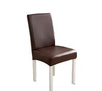 SANBDDLYY Housses de Chaise Extensibles en Cuir PU imperméable POTEVO - Lot 4 Beige Taille Universelle pour Salle à Manger, Restaurant et événements(Caffè Scuro,Set of 6)