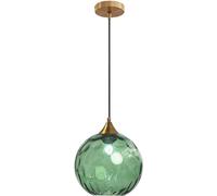 SANBDDLYY Lampe à Suspension en Verre Rose d'eau Îlot de Cuisine Lampe à Suspension sphérique en Verre ondulé Vert Ambre Grand éclairage Nordique Lustre de Plafond Industriel Gris fumée pour (Color :