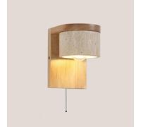 SANBDDLYY Mid Century Wall Sconce Pull Chain - Rustic Wood and Marble Design for Bedroom, Living Room, and Hallway Lighting(Log With Pull Chain)