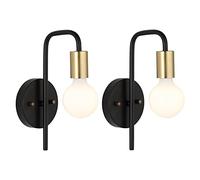 SANBDDLYY Paquet de 2 appliques murales de salle de bain, luminaires de vanité vintage en laiton noir et doré contemporain, applique murale d'intérieur, éclairage mural for salon, chambre à coucher, c