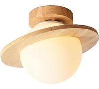 SANBDDLYY Plafonnier encastré rustique en bois et verre dépoli, petite lampe de couloir, plafonnier planète lune for chambre d'enfant, verre blanc lait près du plafonnier de cuisine lavande
