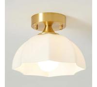 SANBDDLYY Plafonnier Moderne en Laiton avec Abat-Jour en Verre - 20 cm (7.88 in) Diamètre, 15 cm (5.91 in) Hauteur - Adapté for Chambre, Salle de Bain, Salon - 1 Paquet