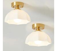 SANBDDLYY Plafonnier Plafonnier Moderne en Laiton avec Abat-Jour en Verre Plafonniers de clôture de Salle de Bain Nordique for Salon Chambre 1 Paquet/2 Paquets (Size : 2 Pack)