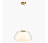 SANBDDLYY Suspension moderne en verre transparent à 1 ampoule avec double abat-jour en verre for cuisine, salle à manger de ferme au-dessus de l'évier, plafonniers (Size : 40 * 20cm)