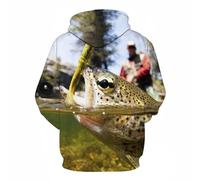 SANBEC Pêcheur pêche en Plein air pêche à Capuche Sweat 3D Unisexe à Capuche Automne et Hiver Veste Amusante vêtements d'automne et d'hiver