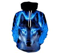 SANBEC Sweat à Capuche Abstrait Blu-Ray Animal Wolf, Impression 3D, Pull Grande Taille pour Hommes et Femmes, vêtements de Rue