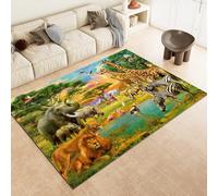 SANBEC Tapis 3D de Dessin animé de Zoo de Savane Africaine, antidérapant, adapté au Salon, à la Chambre à Coucher, à la Cuisine et à la Salle de Bains