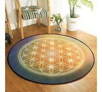 SANBEC Tapis Chakra doré Fleur de Vie, pour Salon, Porte d'entrée, Chambre d'enfant, Tapis de Jeu, Chambre à Coucher, Couloir