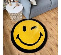 SANBEC Tapis de Salon imprimé Visage Smiley Jaune, pour Porte d'entrée, pour Chambre d'enfant, de Jeu, pour Chambre à Coucher et Couloir