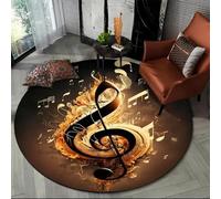 SANBEC Tapis Rond 3D avec Notes de Musique créatives, Tapis de Sol pour Salon, Chambre à Coucher, décoration de Chaise, Tapis de Yoga, antidérapant