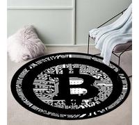SANBEC Tapis Rond imprimé Bitcoin Noir et Blanc, Doux, pour Chaise, Salle de Bain, Sol, Chambre d'enfant, paillasson de Porte