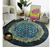 SANBEC Tapis Rond Mandala Fleur de Vie Vert foncé, pour Chambre à Coucher, Commode, Chaise d'ordinateur, antidérapant, pour Loisirs, Maison, Balcon, canapé