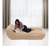 SanBouSi Canapé gonflable avec pompe à air électrique, pliable, léger, en flocage et PVC, pour l'extérieur, la maison, le parc ou les voyages, 180 x 76 x 55 cm