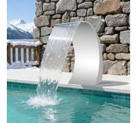 SanBouSi Cascade d'eau en acier inoxydable - 30 cm - Cascade de bassin lisse - Pour bassin de jardin, bassin de cour ou piscine