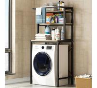 SanBouSi Étagère de toilette à 3 niveaux pour machine à laver - Étagère de salle de bain en métal - Étagère de toilette - Support de salle de bain peu encombrant - Noir