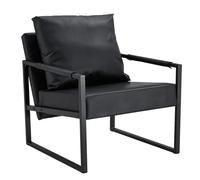 SanBouSi Fauteuil lounge en cuir synthétique - Fauteuil rembourré doux avec cadre en métal - Fauteuil de relaxation confortable et fauteuil TV - Design facile d'entretien pour salon et chambre à