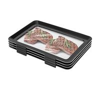 SanBouSi Lot de 4 boîtes de conservation sous vide empilables avec film élastique et boucle - Noir