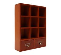SanBouSi Mini commode à 9 compartiments avec 2 tiroirs, vintage, en bois, pour fournitures de bureau, bijoux, 33,3 x 10 x 42,5 cm