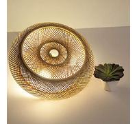 SanBouSi Rétro Plafonnier Bambou Naturel Et Plafonnier Rotin Créatif À L'ancienne Lumière Chaude de la Chambre Abat Jour Rotin Style Boho E27 (50cm)