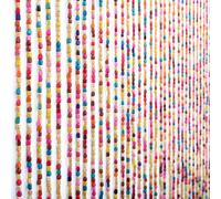 SanBouSi Rideau de porte en perles de bambou - 27 brins - Arc-en-ciel - Bois naturel multicolore - Rideau à fils - Anti-insectes - Artisanat - 90 x 175 cm