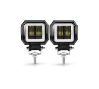 SANCAK Phare De Moto Barre Lumineuse Travail LED Avec Lentille 7D 3 Pouces 2 Pièces Phare Voiture Carré Halo Moto Pour Jeep Pour ATV Feux Conduite 12V 24V(2pieces Square White)