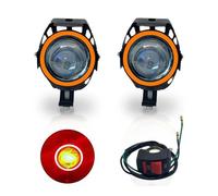 SANCAK Phare De Moto Phare LED Universel Pour Motos Projecteurs Supplémentaires 3000LMW U7 Antibrouillard Pour Conduite Moto Spot Lumineux Avec Interrupteur(Red 2pieces)