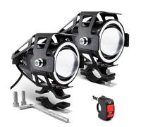 SANCAK Phare De Moto Phare Moto Lumineux Auxiliaire Universel U7 LED Pour Mini Lampe Conduite Avec Interrupteur(2pieces blue light)