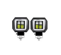 SANCAK Voiture Phare Avant Lampe De Travail LED Pour Voiture, Yeux D'ange, Antibrouillard Ronde Et Carrée, Accessoires Projecteur 12V 3 Pouces(2Pcs Red Square)
