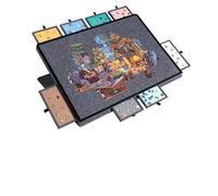 Sancallie Planche à puzzle inclinable 2 en 1 avec support et couvercle - Mallette de rangement en feutre léger avec 8 tiroirs pour adultes - Table de puzzle portable pour jeux jusqu'à 1500 pièces