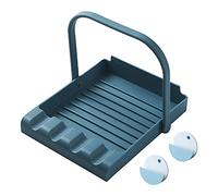 Sancanno Repose-cuillère de cuisine, porte du couvercle de poêle, porte-cuillère à fenêtre en silicone, support bleu