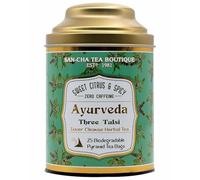 Sancha Tea Boutique Ayurveda Thé Tulsi 25 sachets de thé pyramide Rama+ Shyama + Vana Tulsi Blend Natural Immunity Boosting Tea