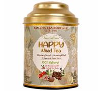 Sancha Tea Boutique Happy Mind Tea Lot de 25 sachets de thé pyramidaux sans plastique, toutes les herbes naturelles pour un esprit éveillé, thé au ginseng indien