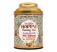 Sancha Tea Boutique Happy Tummy Tea | Thé sans caféine (25 pièces) | Sachets de thé 100 % biodégradables | Sachets de thé pyramide | Tisane d'herbes | Thé digestif | Thé du ventre Détox