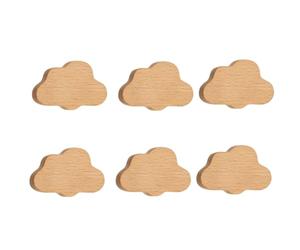 SANCHAKOU Bouton De Meuble 6 Pièces Star Cloud Poignée En Bois Pour Enfants Porte D'Armoire Tiroir Poignée En Bois Pour Meubles Poignée À Trou Unique Petit Nuage