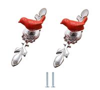 SANCHAKOU Bouton De Meuble Lot De 2 Poignées En Alliage De Zinc Et Céramique Pour Tiroir Armoire Armoire À Chaussures Porte Trou Unique Motif Pigeon Rouge Grand Modèle