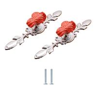 SANCHAKOU Bouton De Tiroir Lot De 2 Poignées En Céramique Et Alliage De Zinc Pour Armoire Tiroir Armoire Chaussures Porte Trou Unique Motif Chou Rouge Grand Modèle