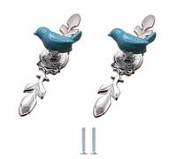 SANCHAKOU Boutons De Tiroir En Céramique Lot De 2 Poignées Rondes En Céramique Bleue En Alliage De Zinc Pour Armoire Bibliothèque Tiroir Trou Unique Motif Pigeon Grand Modèle