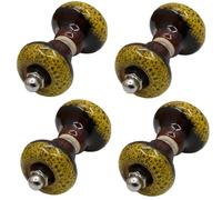 SANCHAKOU Lot De 4 Poignées De Porte Coulissante Pour Salle De Bain Cloison Douche Porte En Verre Rondes À Un Seul Trou Petits Boutons Jaunes Double Face