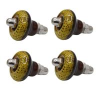 SANCHAKOU Lot De 4 Poignées De Porte Coulissante Pour Salle De Bain Cloison Douche Porte En Verre Rondes À Un Seul Trou Petits Boutons Jaunes Simple Face