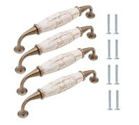 SANCHAKOU Poignée Commode Lot De 4 Boutons En Céramique Et Pierre Pour Meubles Tiroirs Armoires Poignées Anciennes 145 X 32mm