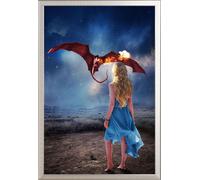 Sanches, Liliana - Poster - Dragon Queen 2 + cadre amovible, Shinsuke® Maxi aluminium argenté, vitre acrylique