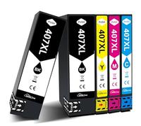 SANCTink 407 XL Lot de 5 Cartouches d'encre Compatible avec Epson 407XL pour Epson Workforce Pro WF-4745DTWF WF 4745 (2 Noirs, 1 Cyan, 1 Magenta, 1 Jaune)