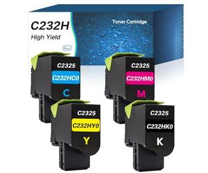SANCTink Cartouche de toner de rechange C232H 3000/2000 pages à haut rendement compatible pour Lexmark C232HK0 C232HC0 C232HM0 C232HY0 pour Lexmark C2325dw C2325 C2535dw MC2535adwe C2425dw Paquet :